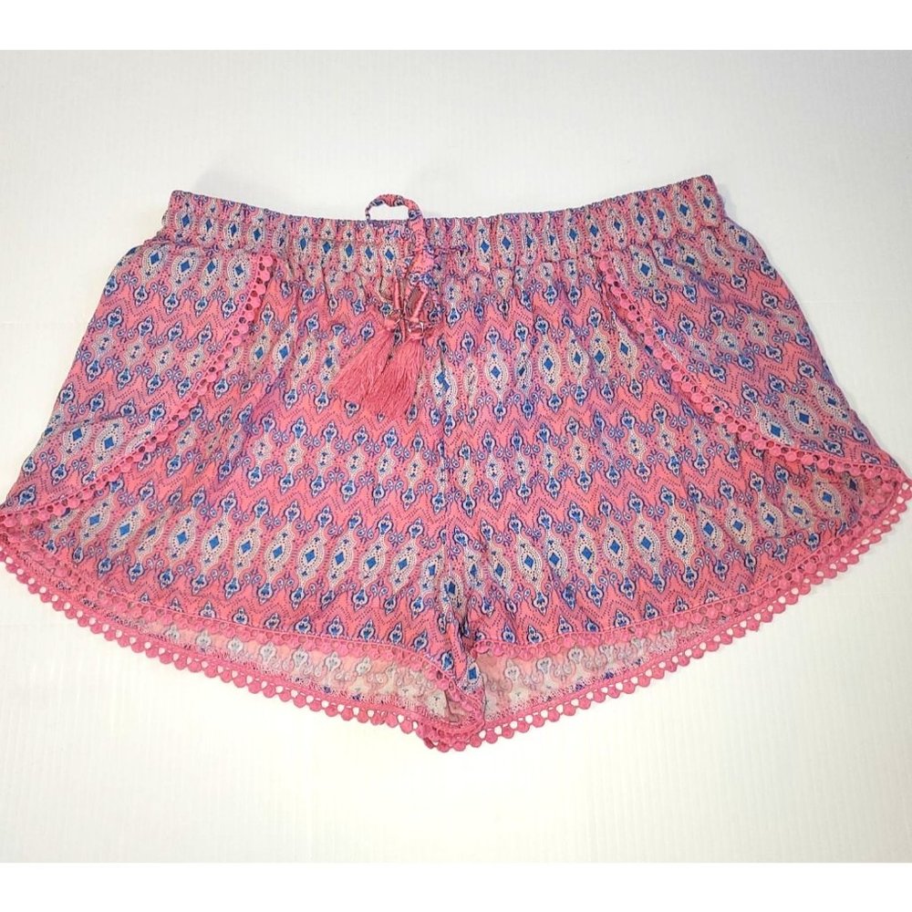 Atmosphere women's pink and blue drawstring tie shorts size 8 1236